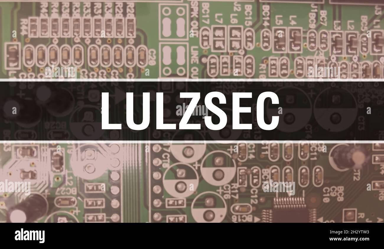 LulzSec concept with Computer motherboard. LulzSec text written on