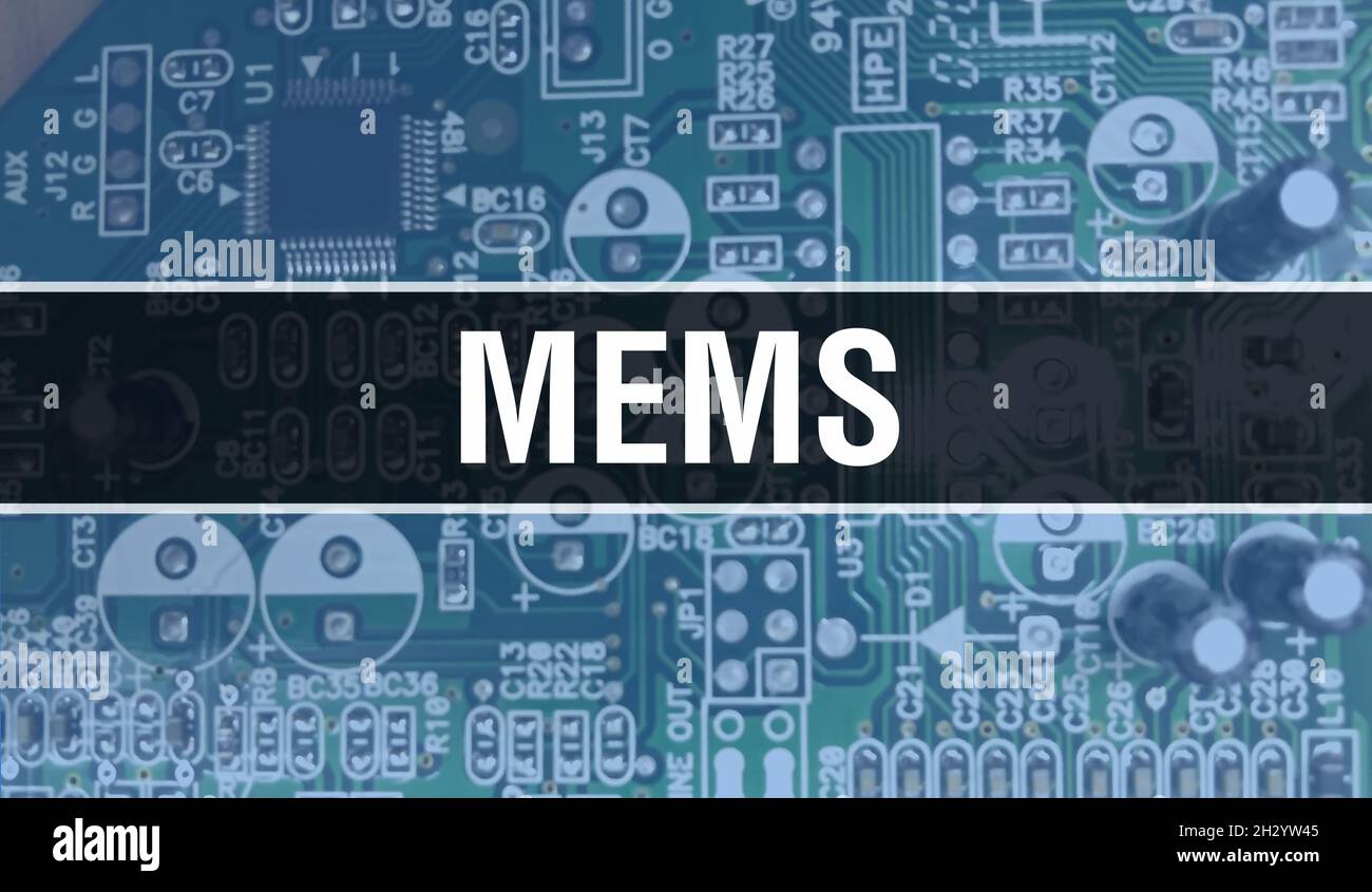 MEMS concept illustration using Computer Chip in Circuit Board. MEMS