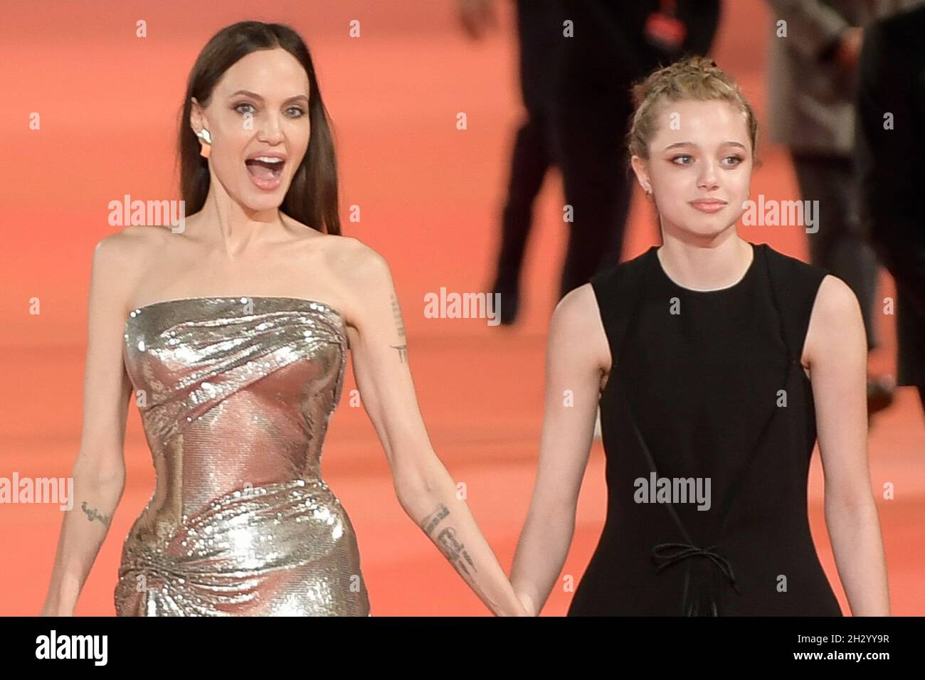 Rome, Italy. 24th Oct, 2021. Angelina Jolie and Shiloh Jolie-Pitt attend the red carpet of the movie Eternals at the Auditorium Parco della Musica. Credit: SOPA Images Limited/Alamy Live News Stock Photo