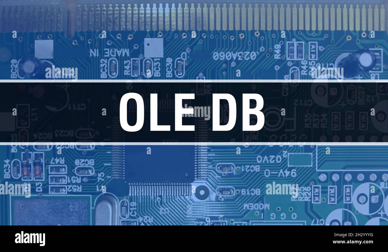 OLE DB text written on Circuit Board Electronic abstract technology  background of software developer and Computer script. OLE DB concept of  Integrated Stock Photo - Alamy