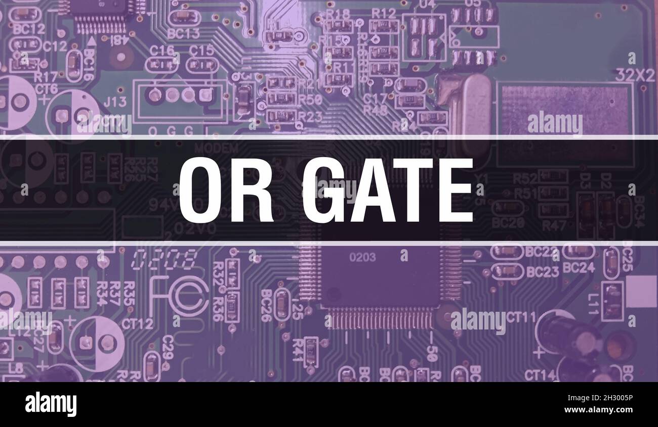 OR Gate concept illustration using Computer Chip in Circuit Board. OR ...