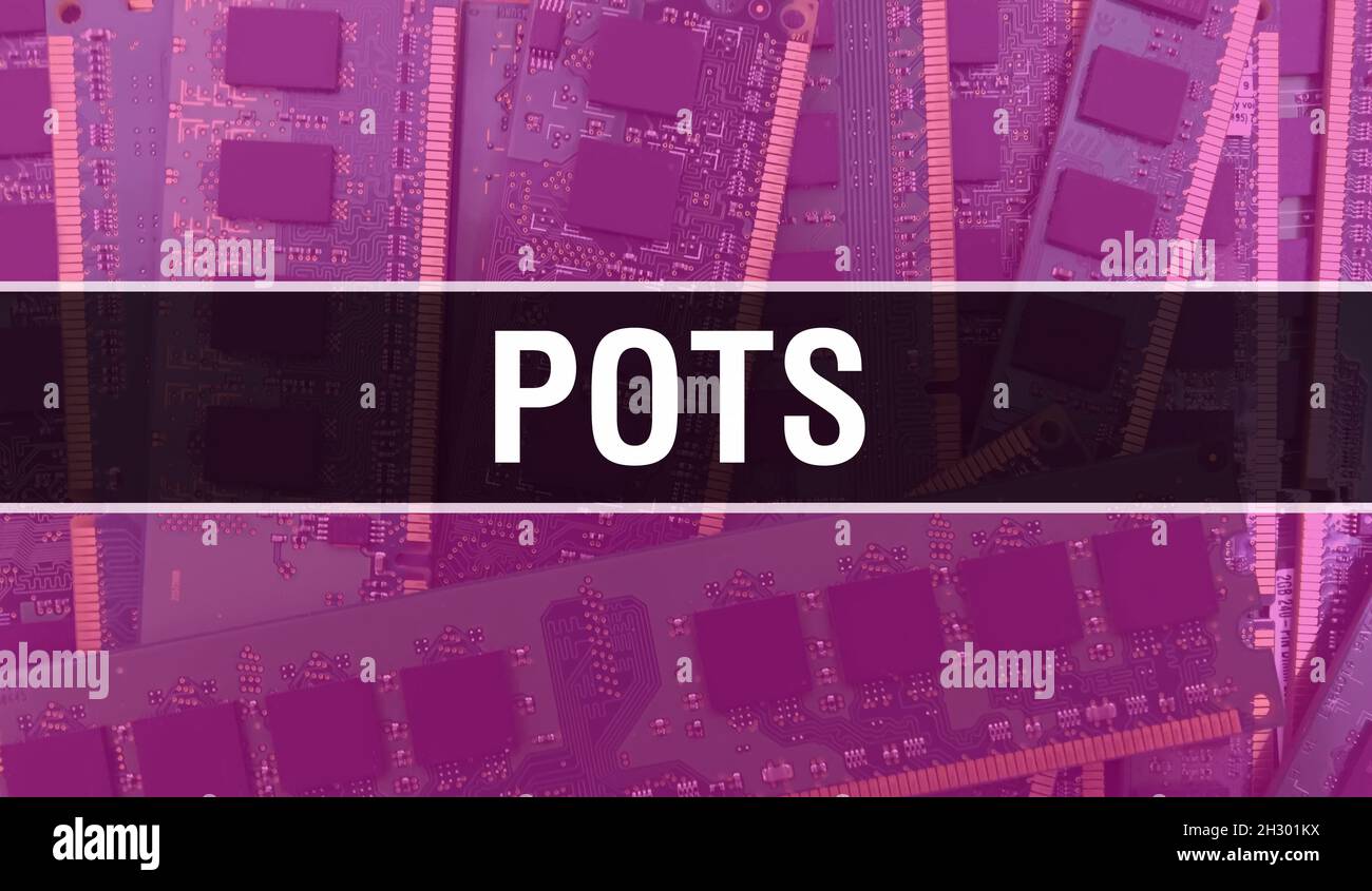 POTS text written on Circuit Board Electronic abstract technology