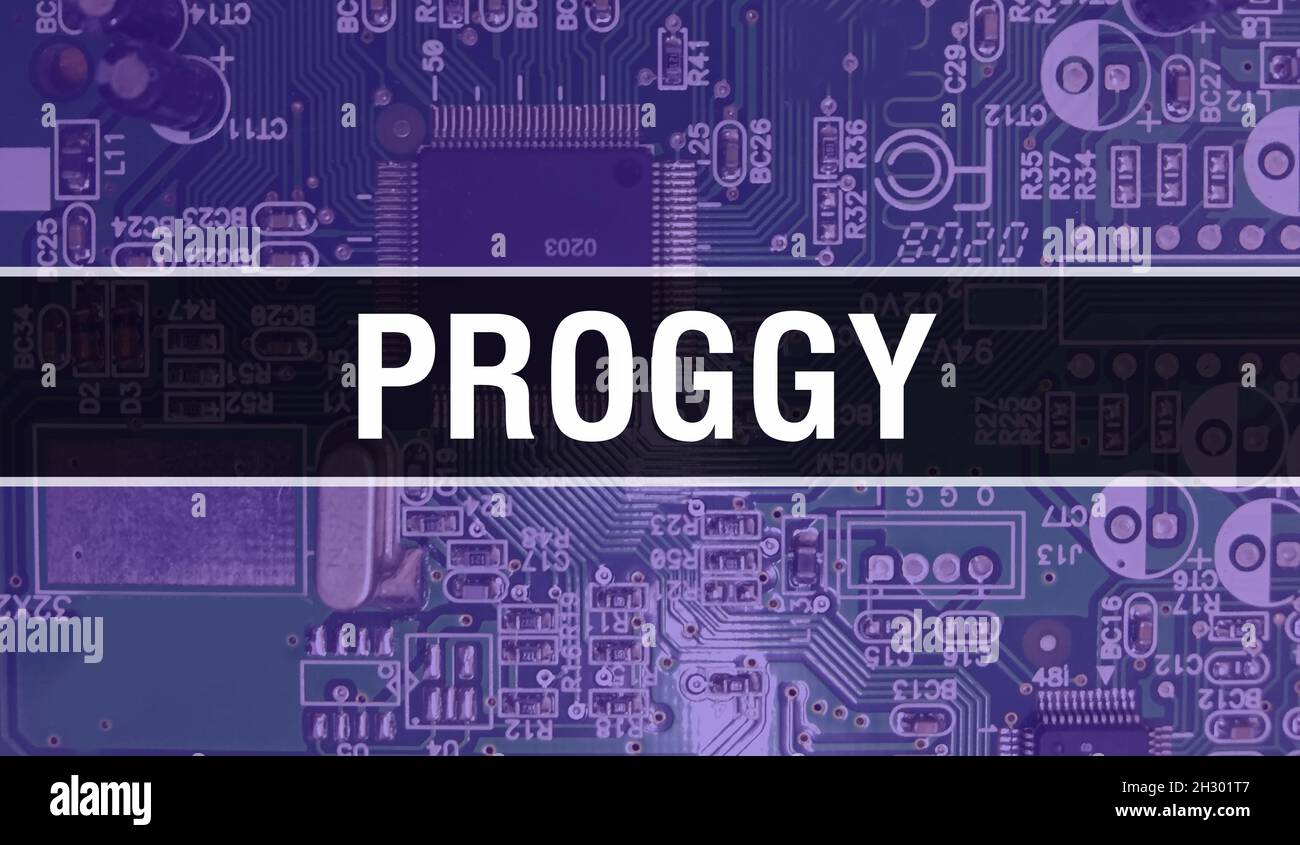 Proggy concept illustration using Computer Chip in Circuit Board ...