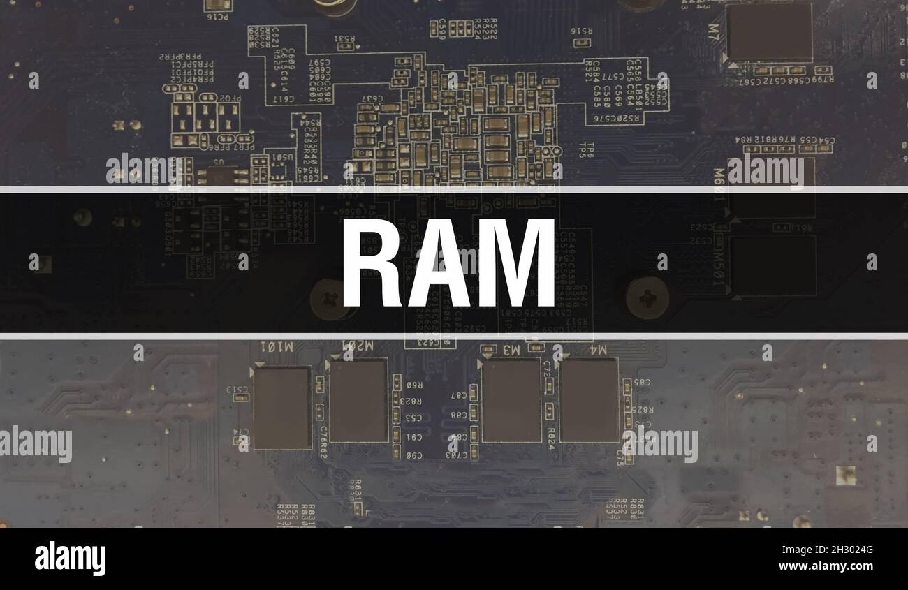 RAM concept with Electronic Integrated Circuit on circuit board. RAM ...