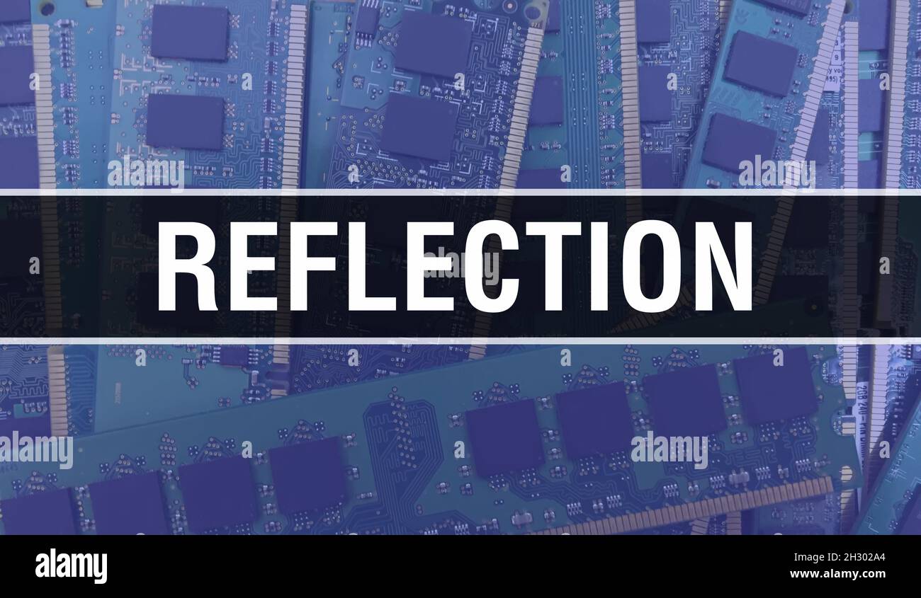 Reflection text written on Circuit Board Electronic abstract technology