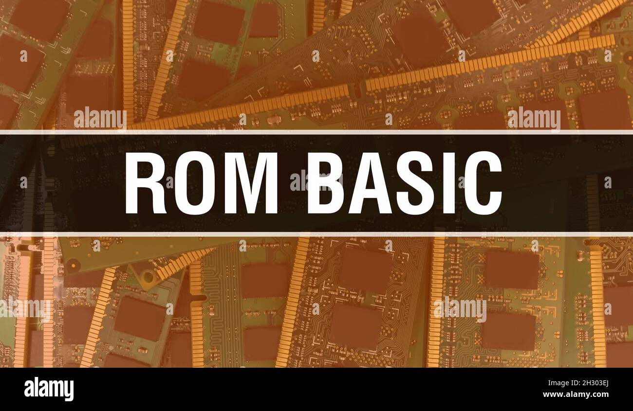 ROM BASIC concept illustration using Computer Chip in Circuit Board ...
