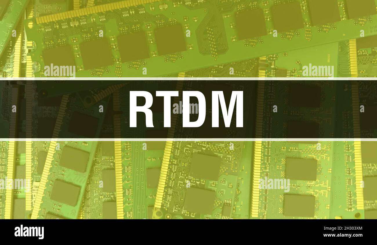 RTDM concept with Computer motherboard. RTDM text written on Technology ...