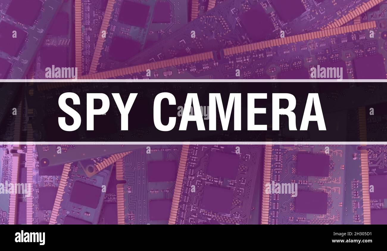 Spy Camera with Technology Motherboard Digital. Spy Camera and Computer