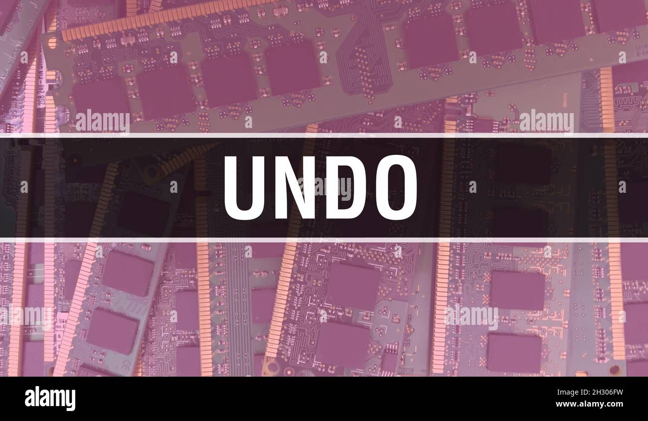 Undo concept with Computer motherboard. Undo text written on Technology ...