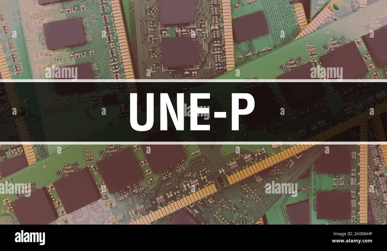 UNE-P text written on Circuit Board Electronic abstract technology ...