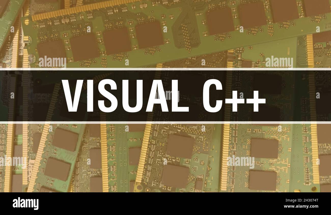 Visual C++ concept with Electronic Integrated Circuit on circuit board ...