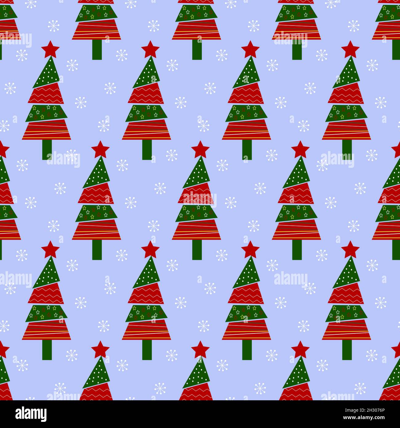 Pattern with Christmas trees on a blue background. Vector illustration ...