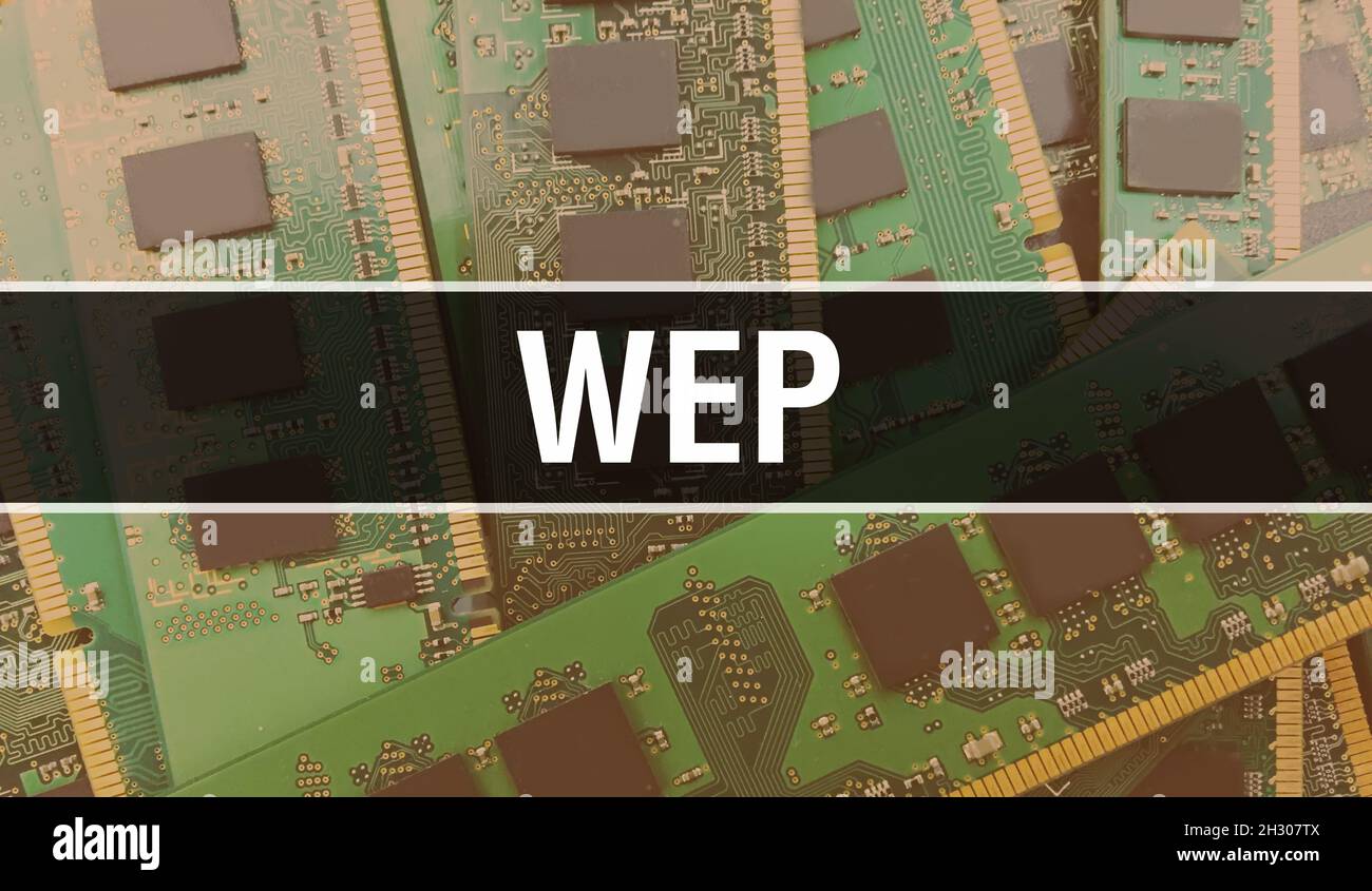 WEP text written on Circuit Board Electronic abstract technology ...