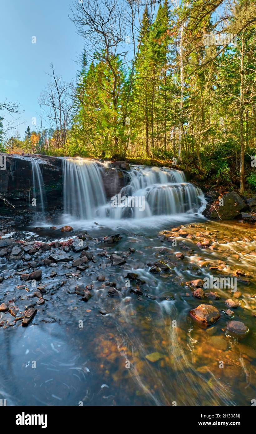 Beautiful Raleigh Falls are located near Ignace in Northwestern Ontario Canada. Stock Photo