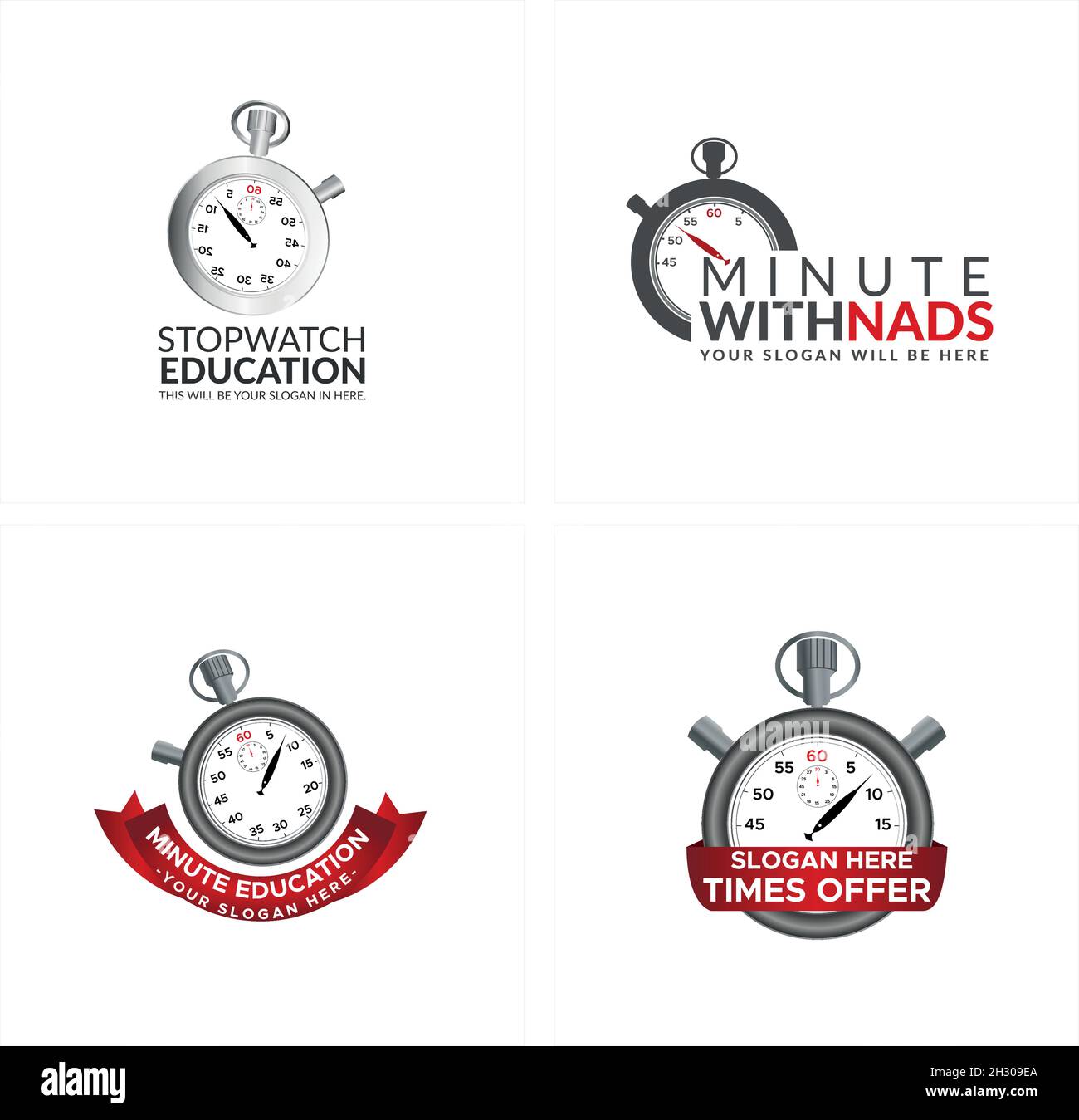 Modern object time education stopwatch logo design Stock Vector Image