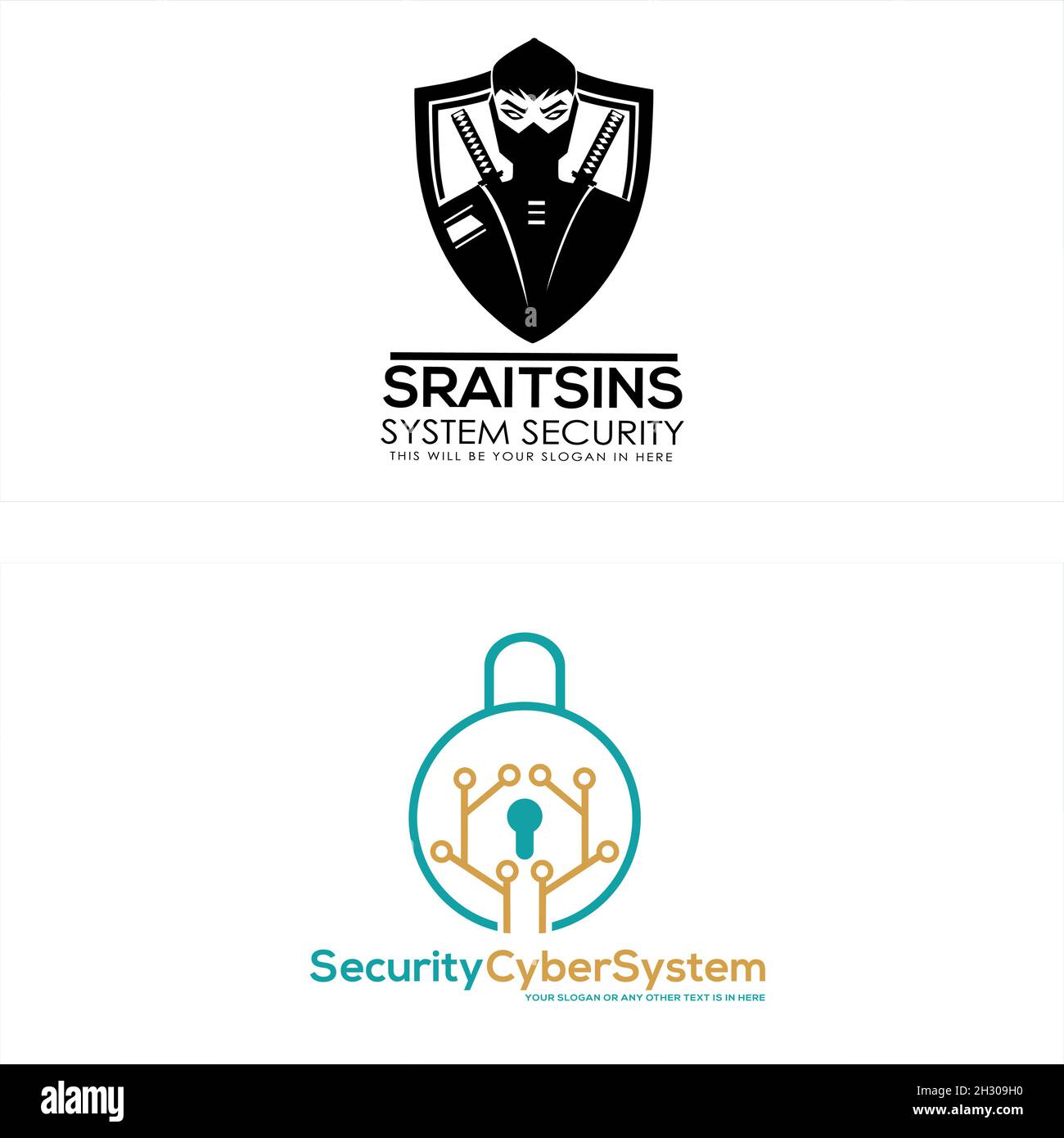 Modern technology cyber system security padlock tech circuit connected logo design Stock Vector
