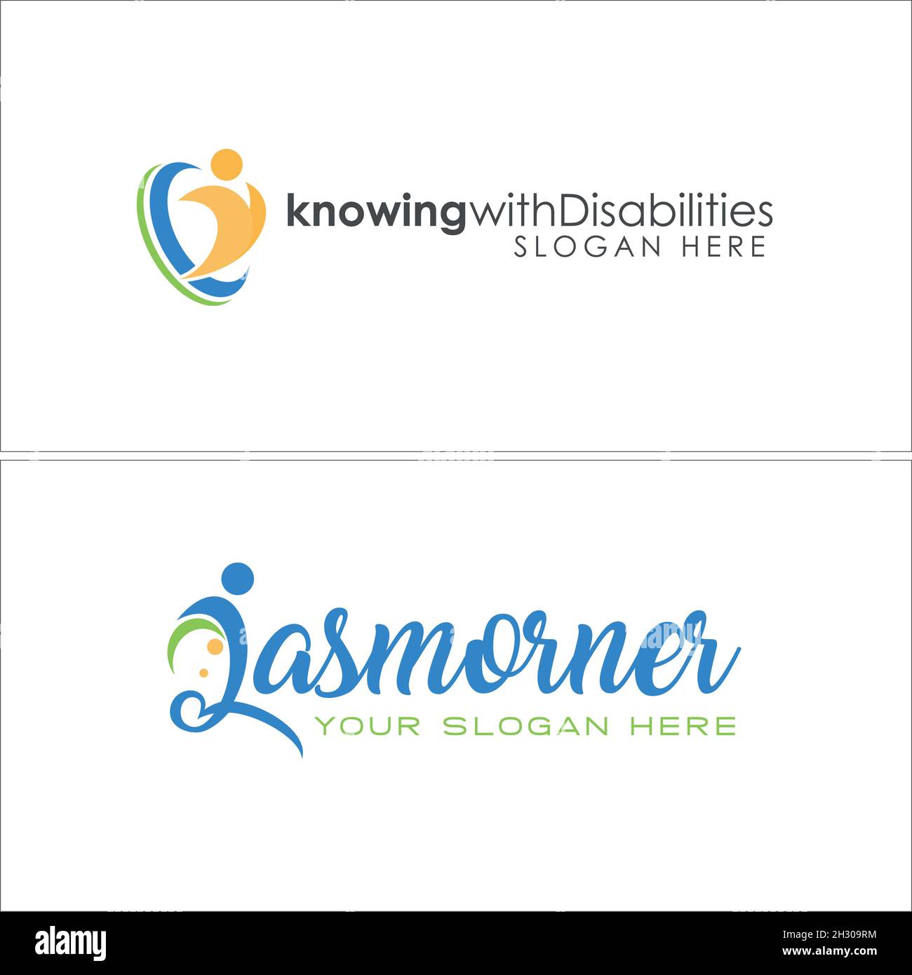 Modern healthy medical disability people logo design Stock Vector