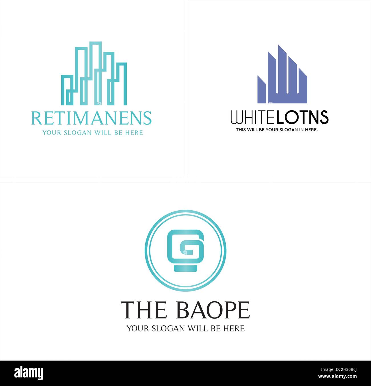 Modern construction mortgage building initials text logo design Stock Vector