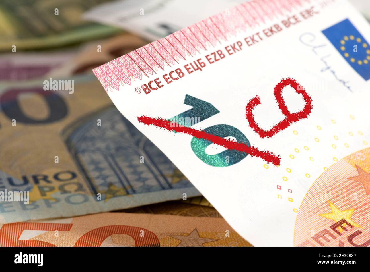 Euro banknotes and inflation Stock Photo
