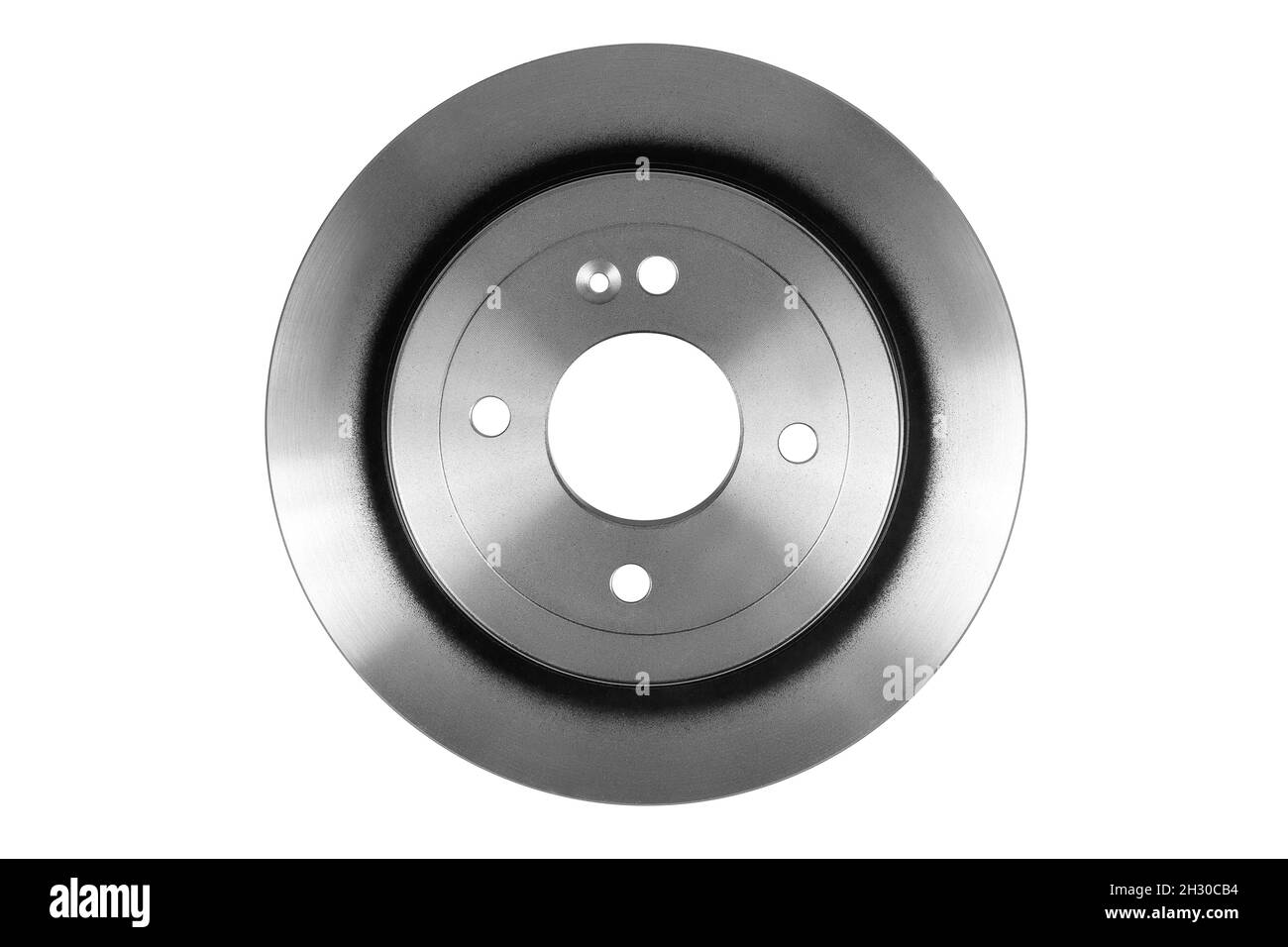 Rear-wheel brake disc isolated on white background. Detail of a car brake system. Stock Photo