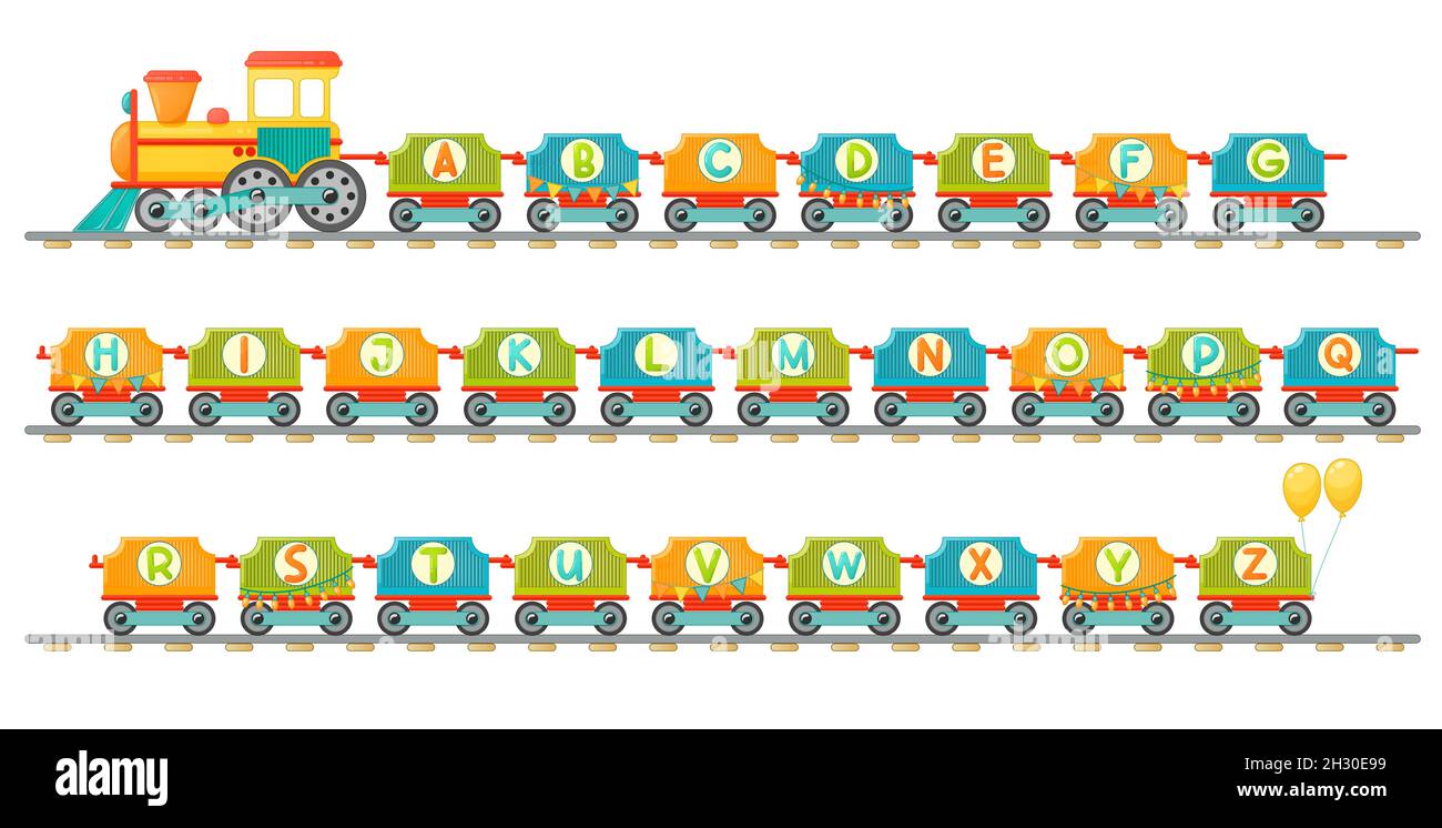 Train alphabet for kid in cartoon style. Capital letters only. Vector ABC letters for children education in school, preschool and kindergarten Stock Vector Image & Art - Alamy Train alphabet for kid in cartoon style. Capital letters only. Vector ABC letters for children education in school, preschool and kindergarten Stock Vector Image & Art - Alamy
