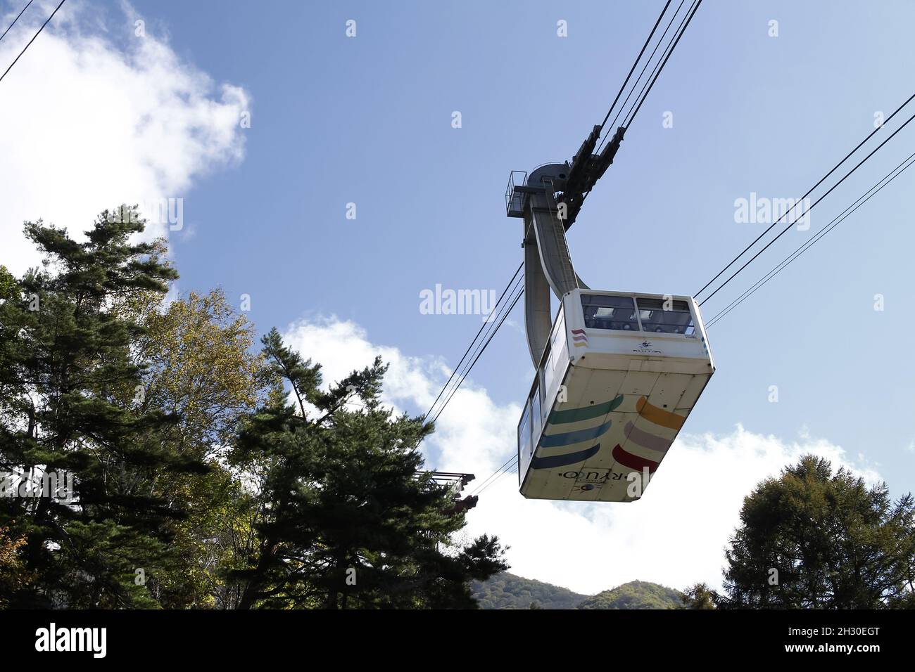 Ryuoo Ropeway Nagano, Japan, 2021-24-10 , Gondola at the starting station to the ...