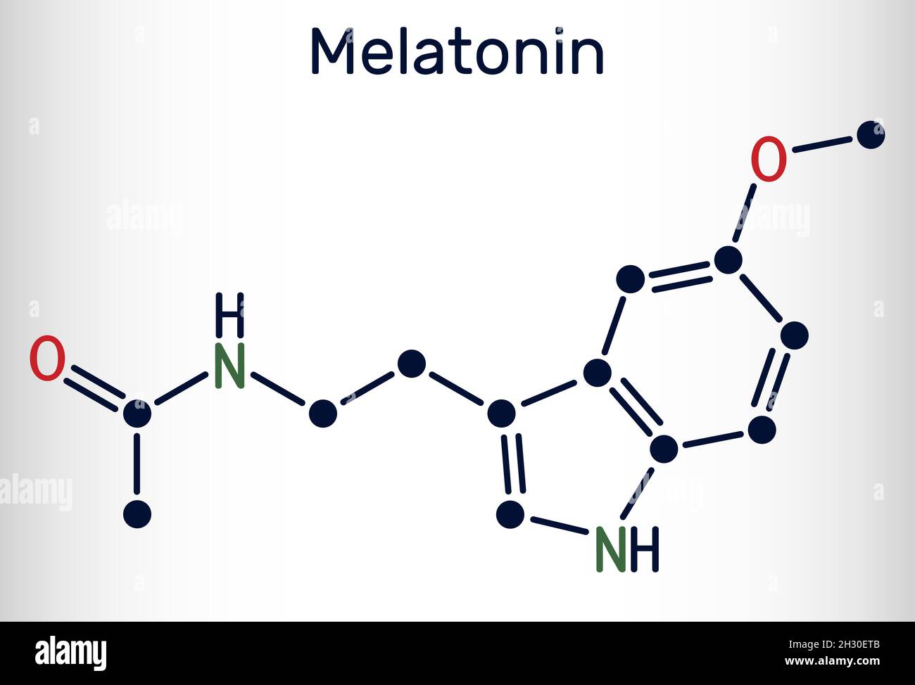 Melatonin molecule, hormone that regulates sleep and wakefulness ...
