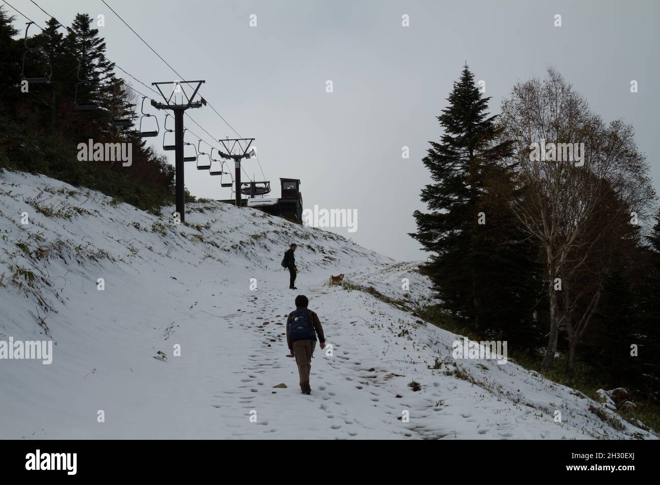 Ryuoo Ropeway Nagano, Japan, 2021-24-10 , Ski area at the Ryuoo Sora Terrace, a ...