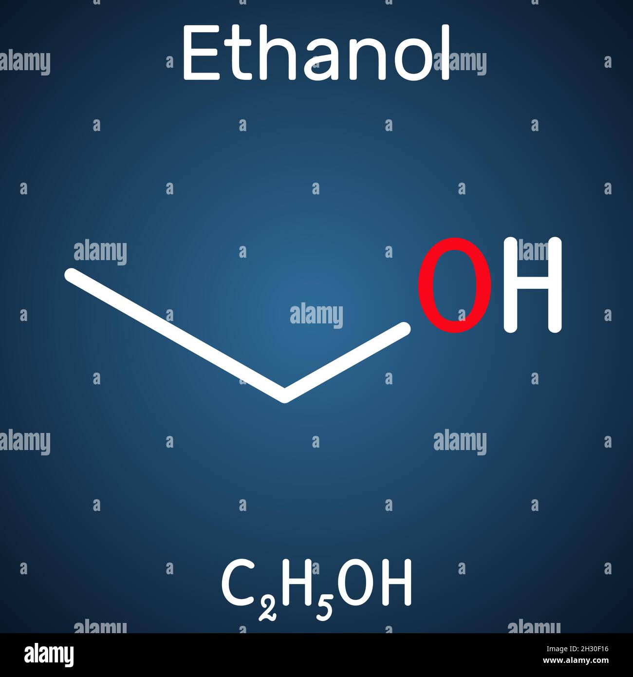 Ethanol, C2H5OH molecule. It is a primary alcohol, an alkyl alcohol ...