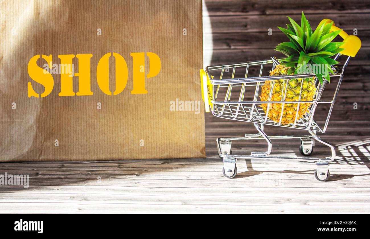 Food shopping bag basket trolley hires stock photography and images