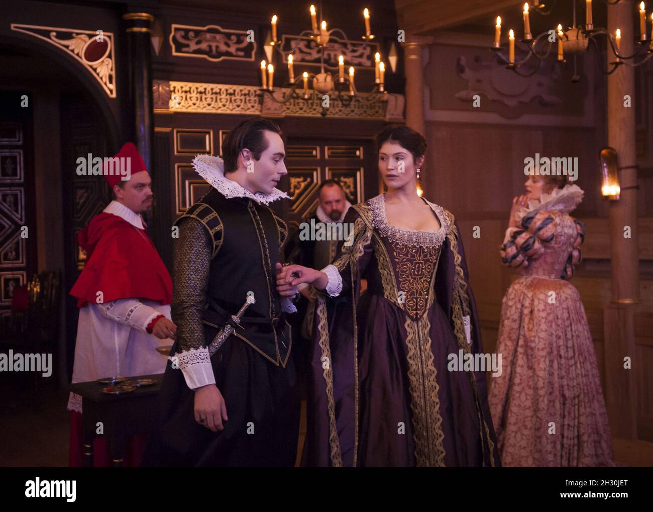 David Dawson (Ferdinand) on stage with Gemma Arterton (Duchess) during The Duchess of Malfi
