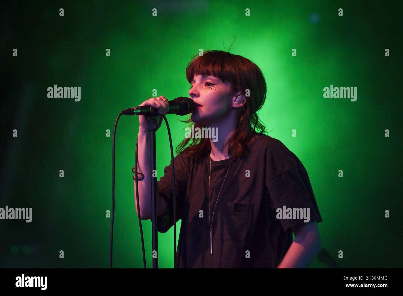 Lauren Mayberry Of Chvrches Performs Live On Stage As Part Of The Summer Series At Somerset House In London Stock Photo Alamy