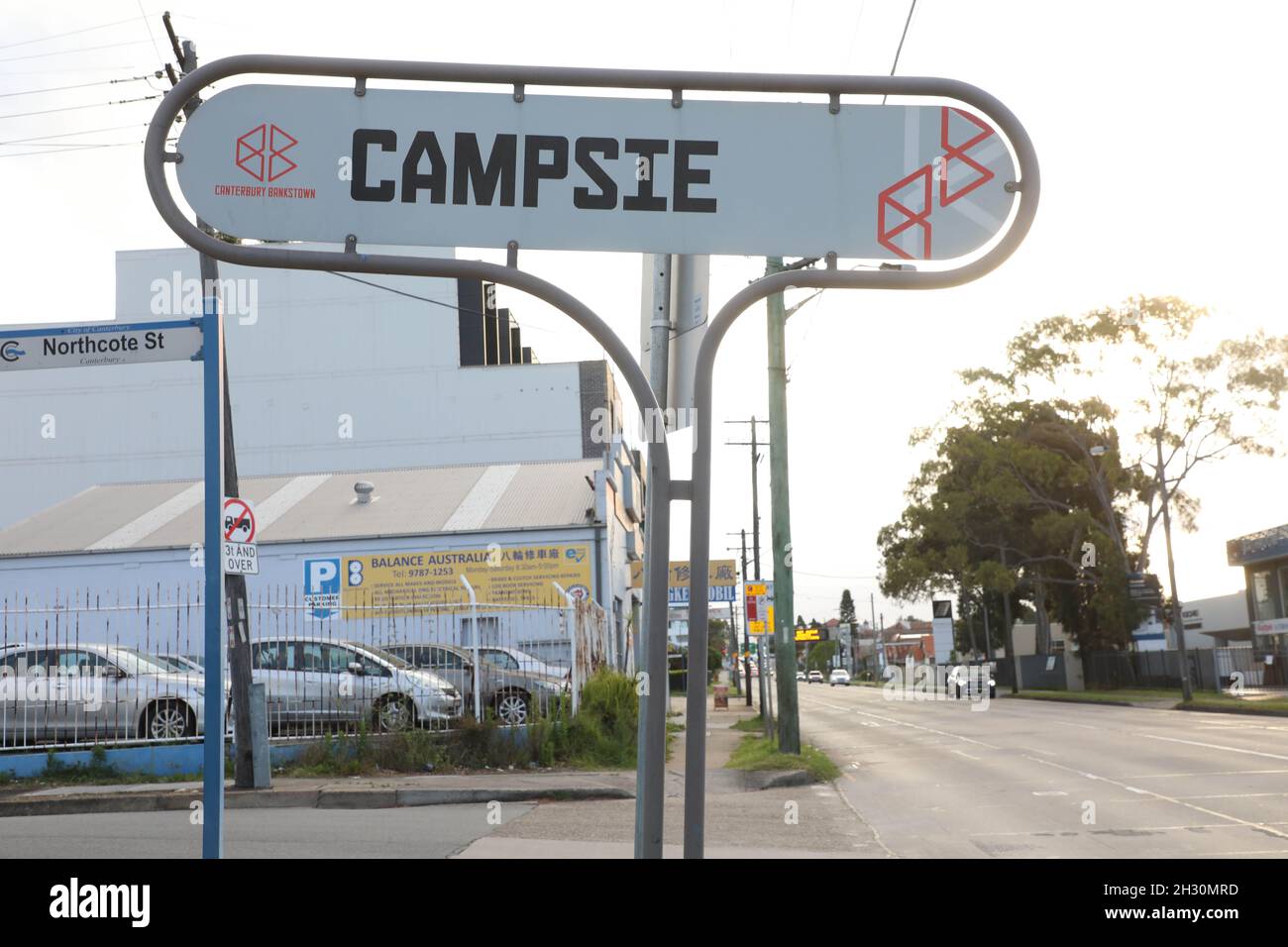 Sign on the Canterbury Road indicating the Sydney suburb of Campsie