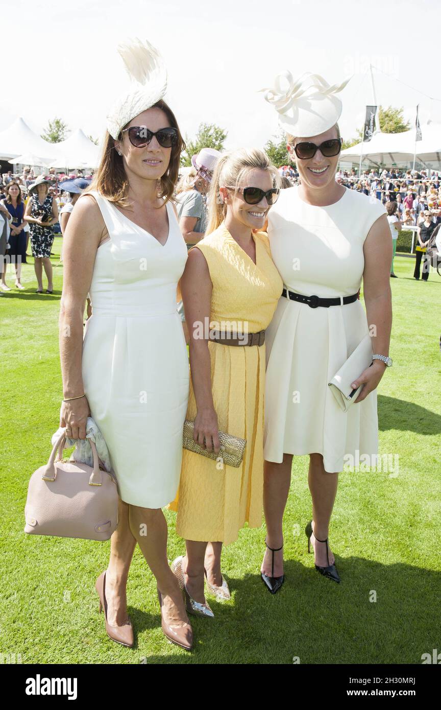Natalie Pinkham, Georgie Thompson and Zara Phillips attend Glorious Goodwood Stock Photo