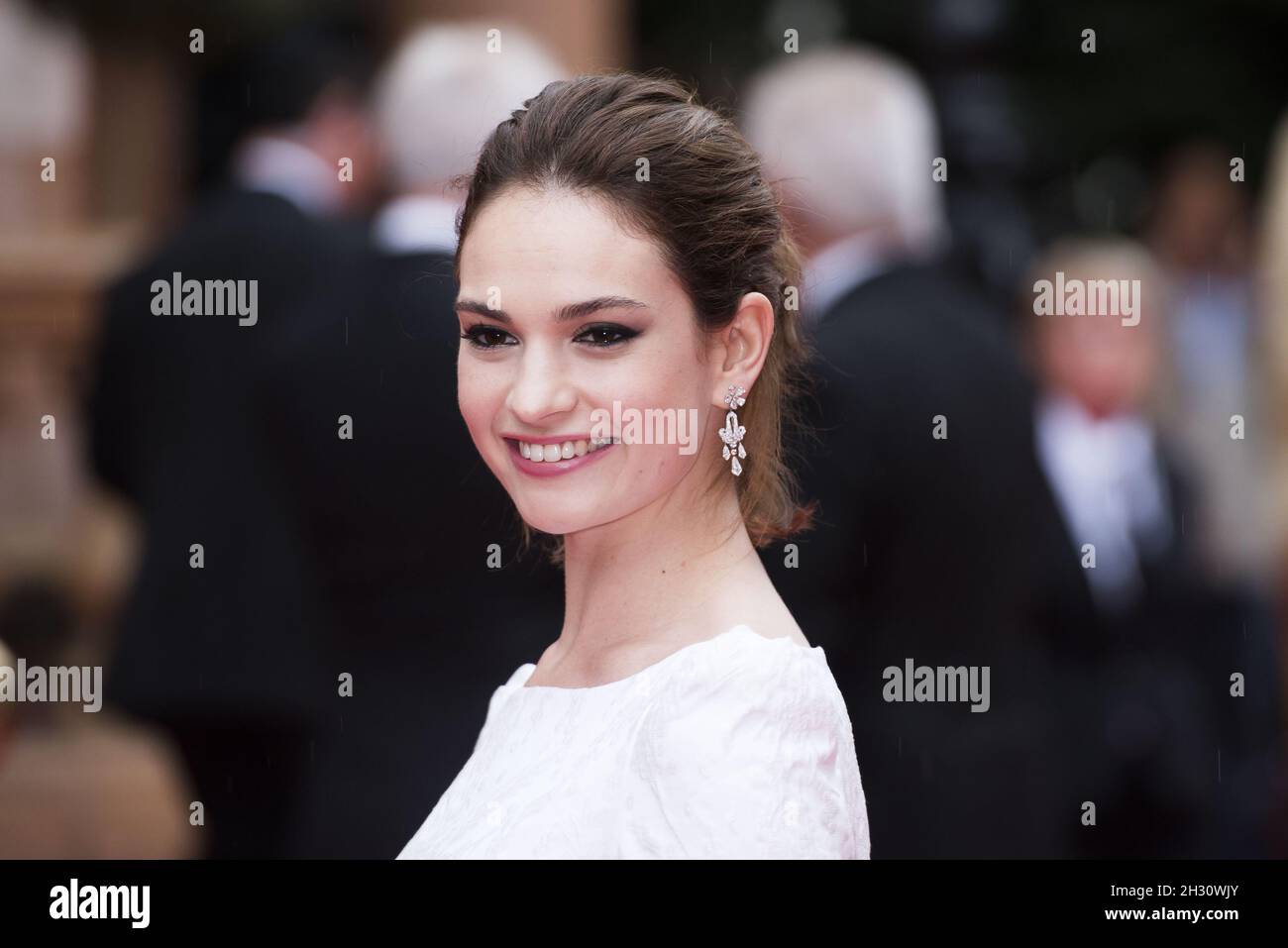 Lily James arrives at the BAFTA Downton Abbey Celebration at the