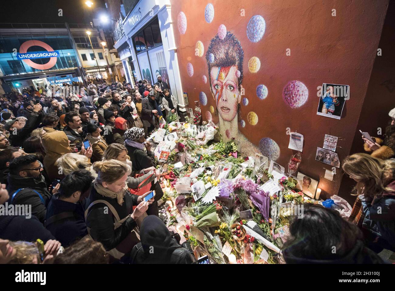 David Bowie fans gather in front of the Ritzy Brixton in Brixton ...