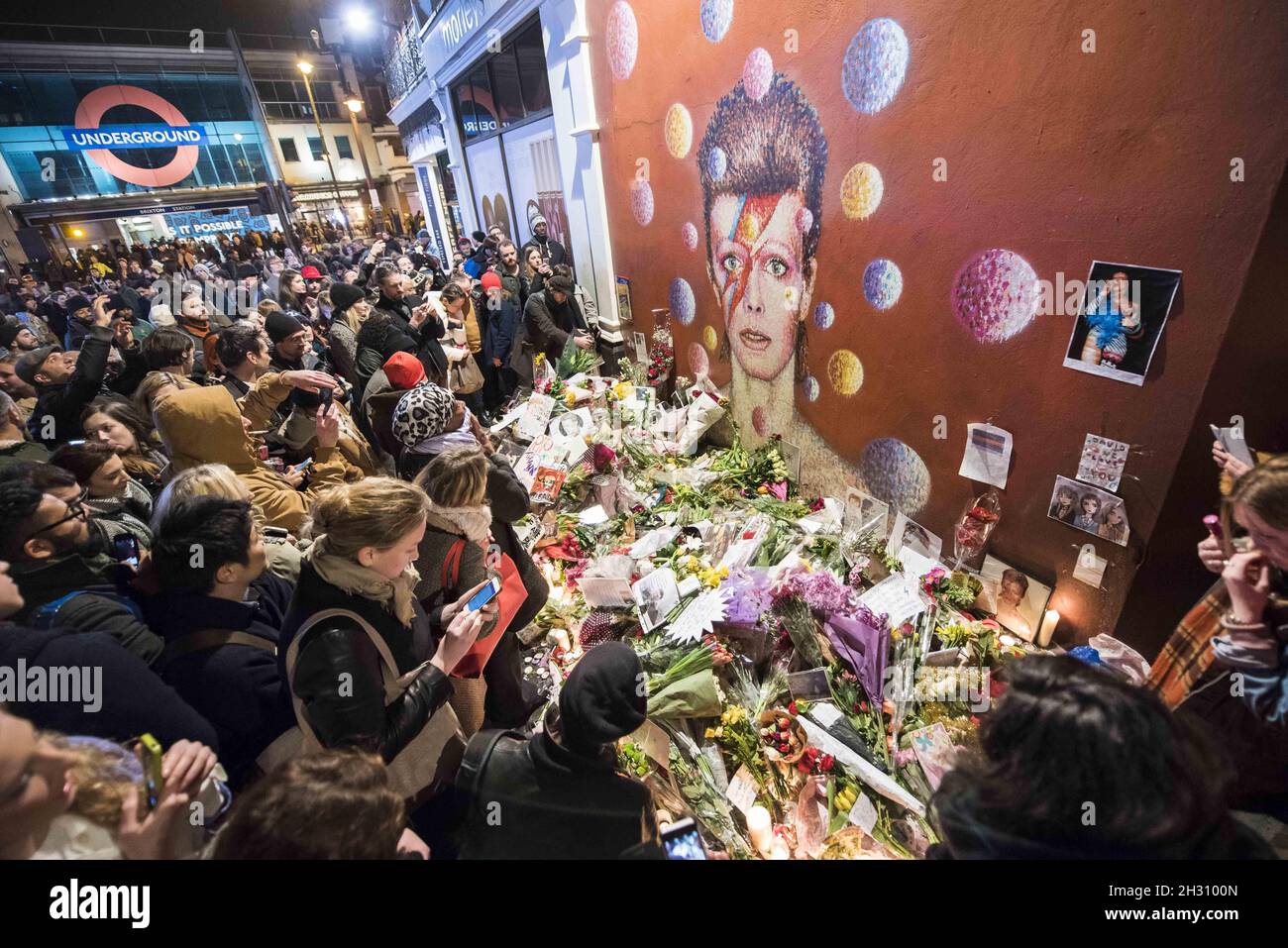 David Bowie fans gather in front of the Ritzy Brixton in Brixton ...