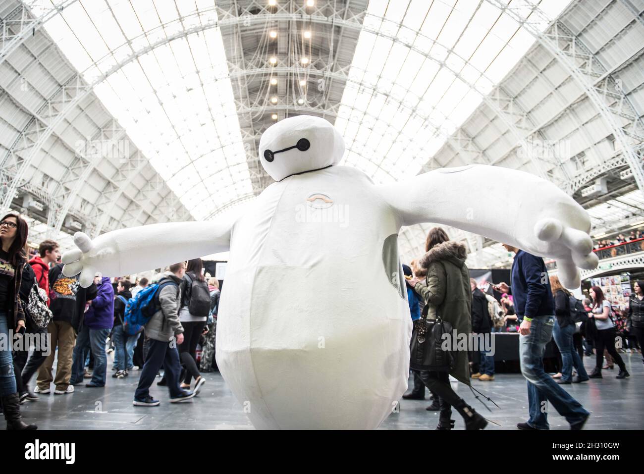 Cosplayer dressed as Baymax attends the Walker Stalker London 2016, at Olympia in London. Stock Photo