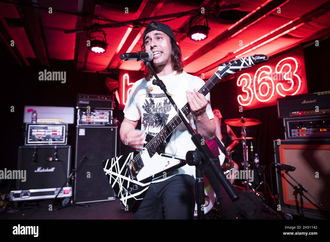 Vic Fuentes of Pierce The Veil performs live on stage at HMV Oxford Road -  London Stock Photo - Alamy