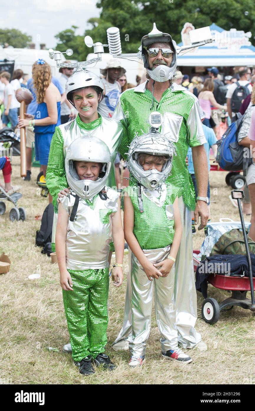 Festival goers in Space themed fancy dress at Camp Besitval 2016, Lulworth  Castle in Wareham Stock Photo - Alamy