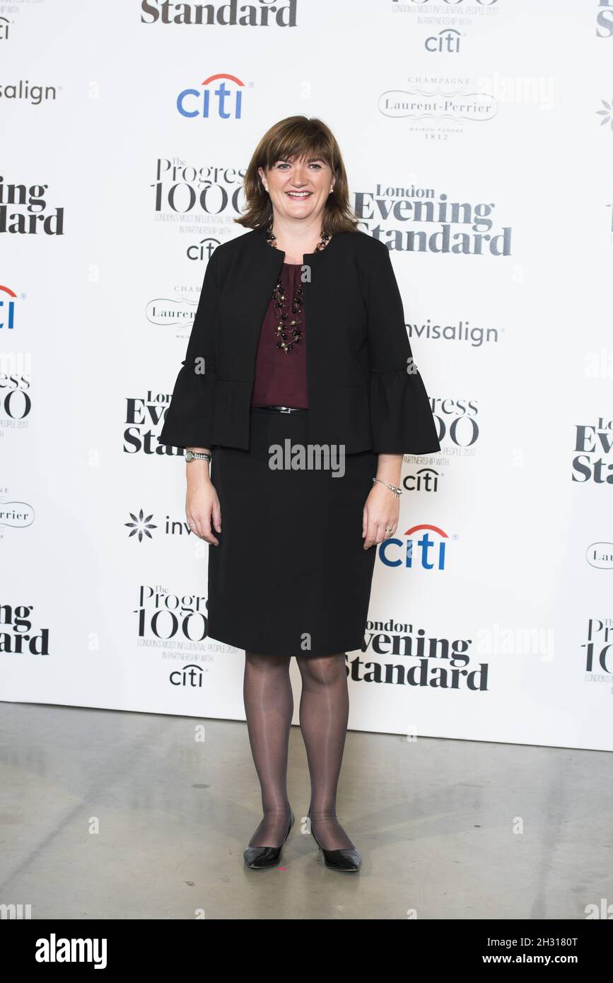 Nicky Morgan attends the London Evening Standard's annual Progress 1000, in London. Picture date: Thursday October 19, 2017. Photo credit should read: David Jensen/EMPICS Entertainment Stock Photo