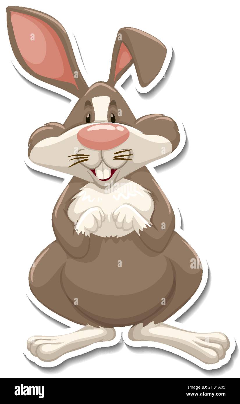 Rabbit cartoon character on white background illustration Stock Vector ...