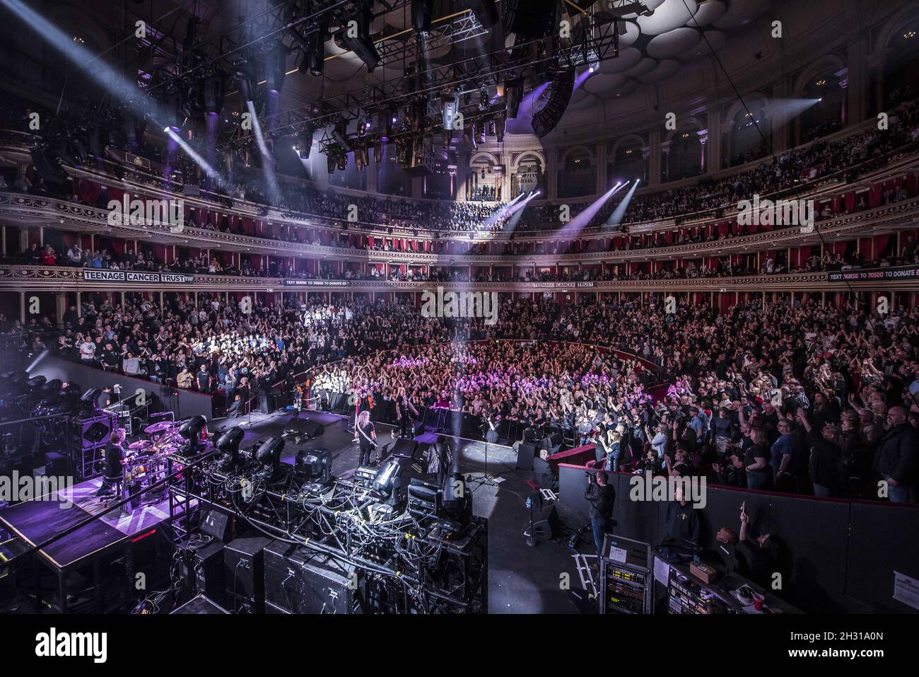 Def Leopard Stage Interior view of the Royal Albert Hall as Def Leppard perform on stage ...