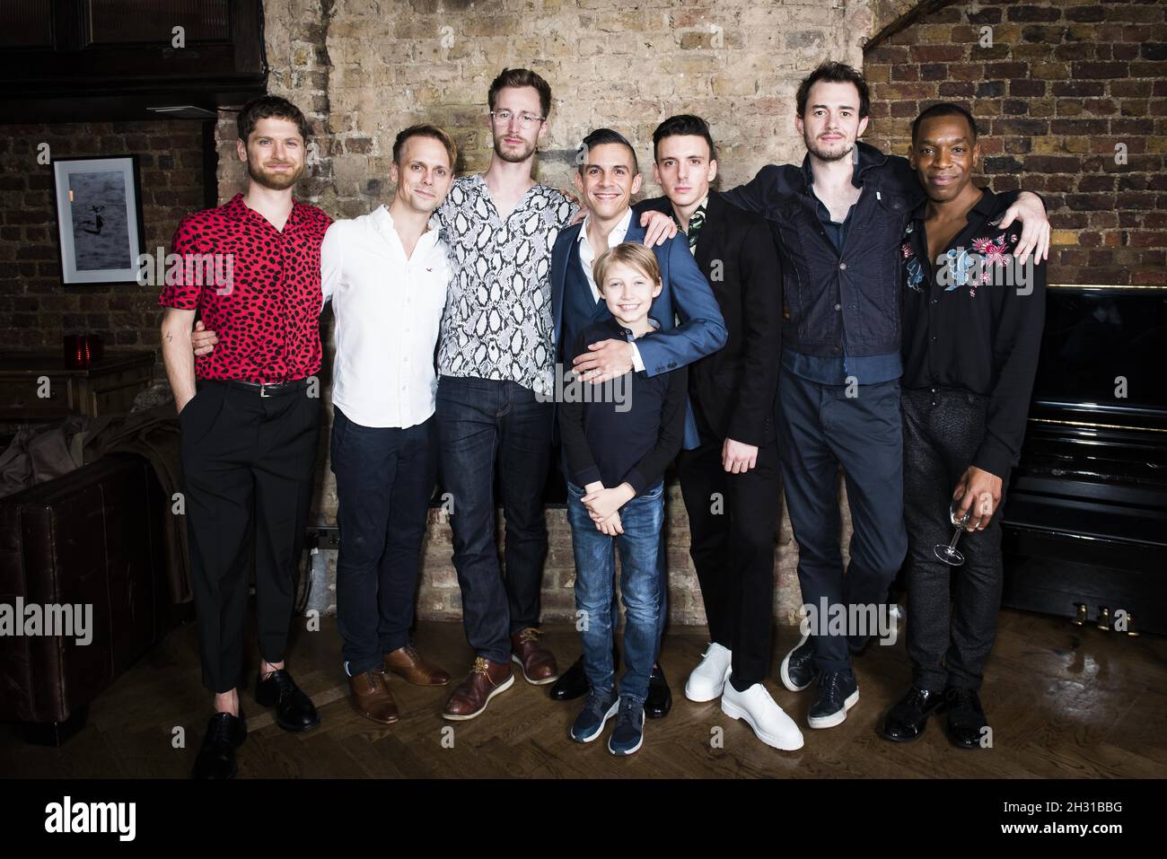 Kyle Soller, Robert Boulter, Hugo Bolton, Matthew Lopez, Josh, Samuel H Levine, Paul Hilton and Syrus Lowe attend The Inheritance press day after show party at Century club, London. Picture date: Saturday 13th October 2018. Photo credit should read:  David Jensen/ EMPICS Entertainment Stock Photo