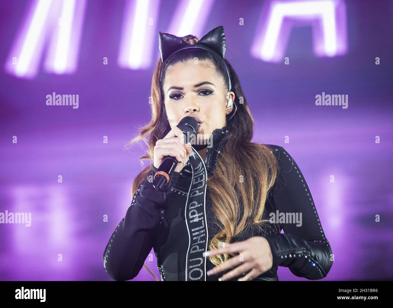 Mabel Live Performance Mabel performs live on stage at the Kiss Haunted House Party at the SSE ...