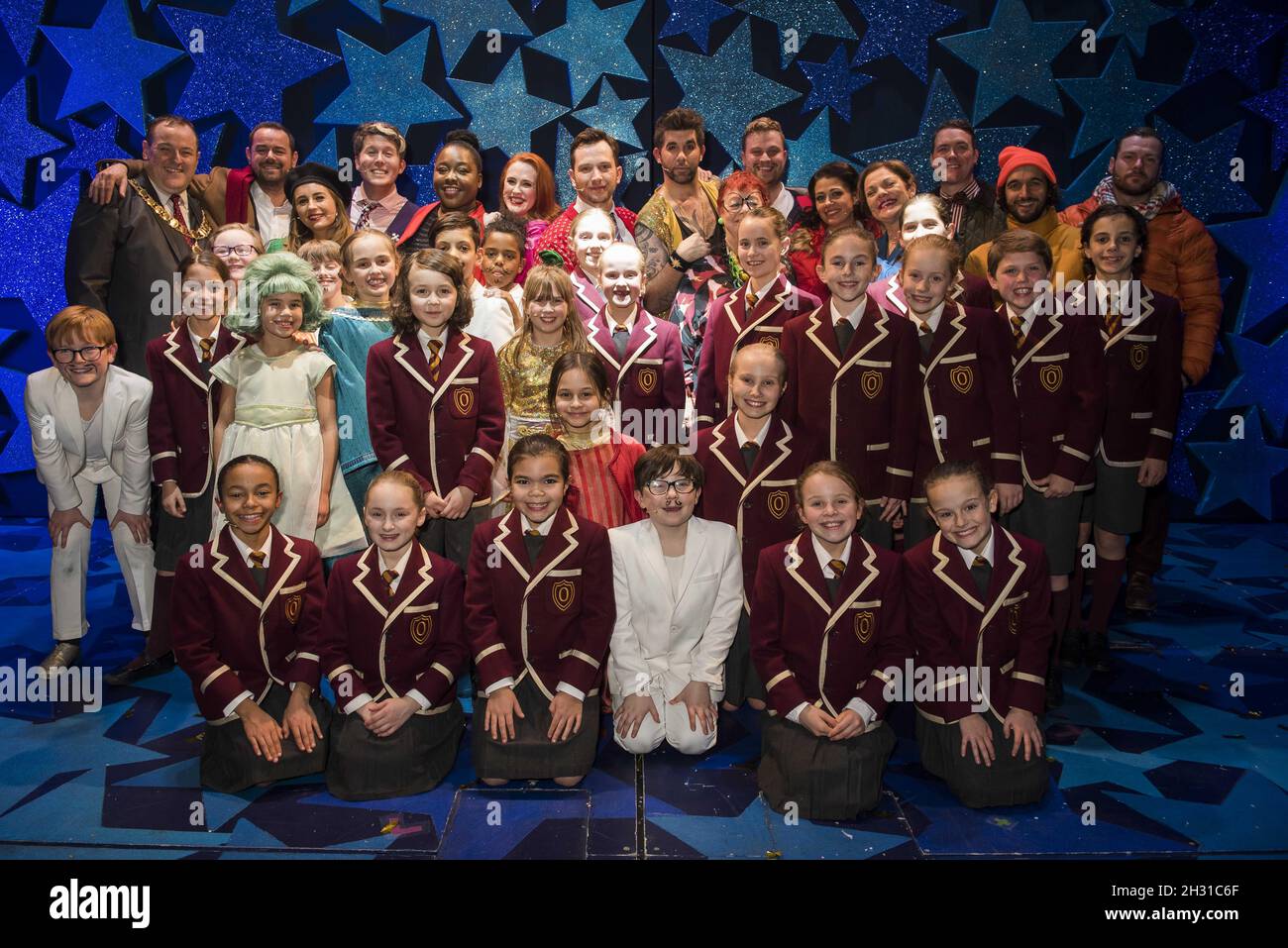Cast of Nativity on stage during a photocall on the opening night of Nativity at the Hammersmith