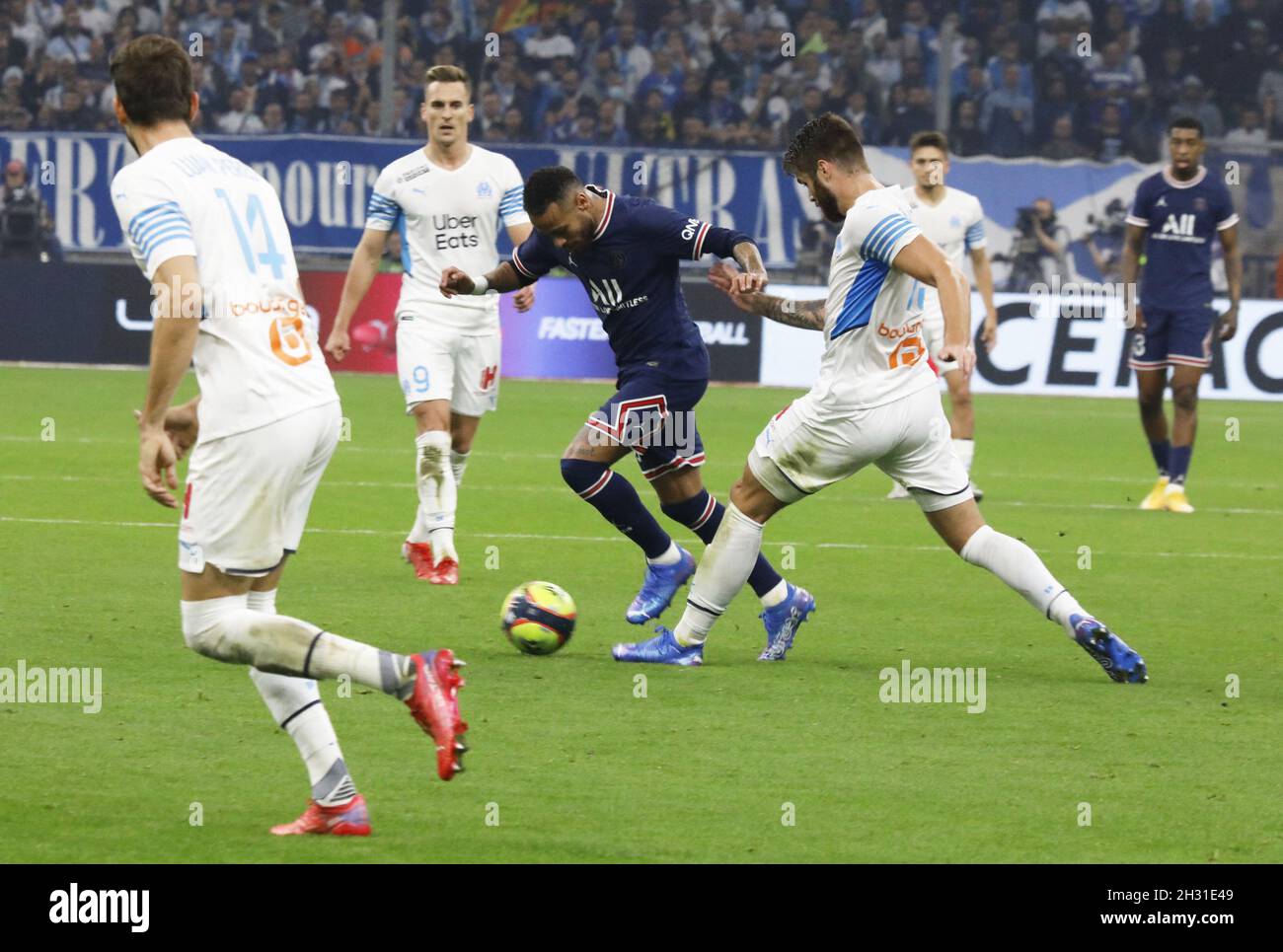 Marseille, France, October 24, 2021. Paris Saint-Germainu0027s Neymar 