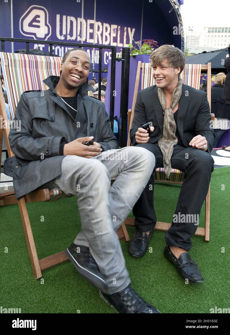 Mitch Hewer and Marcquelle Ward attends the E4 Udderbelly launch Party at Southbank Centre, London Stock Photo