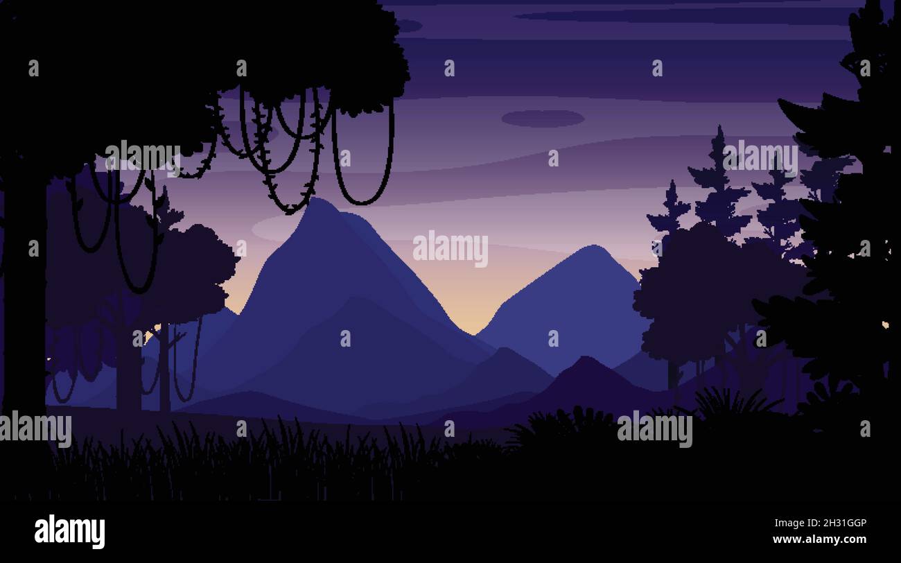 Forest landscape silhouette background illustration Stock Vector Image ...