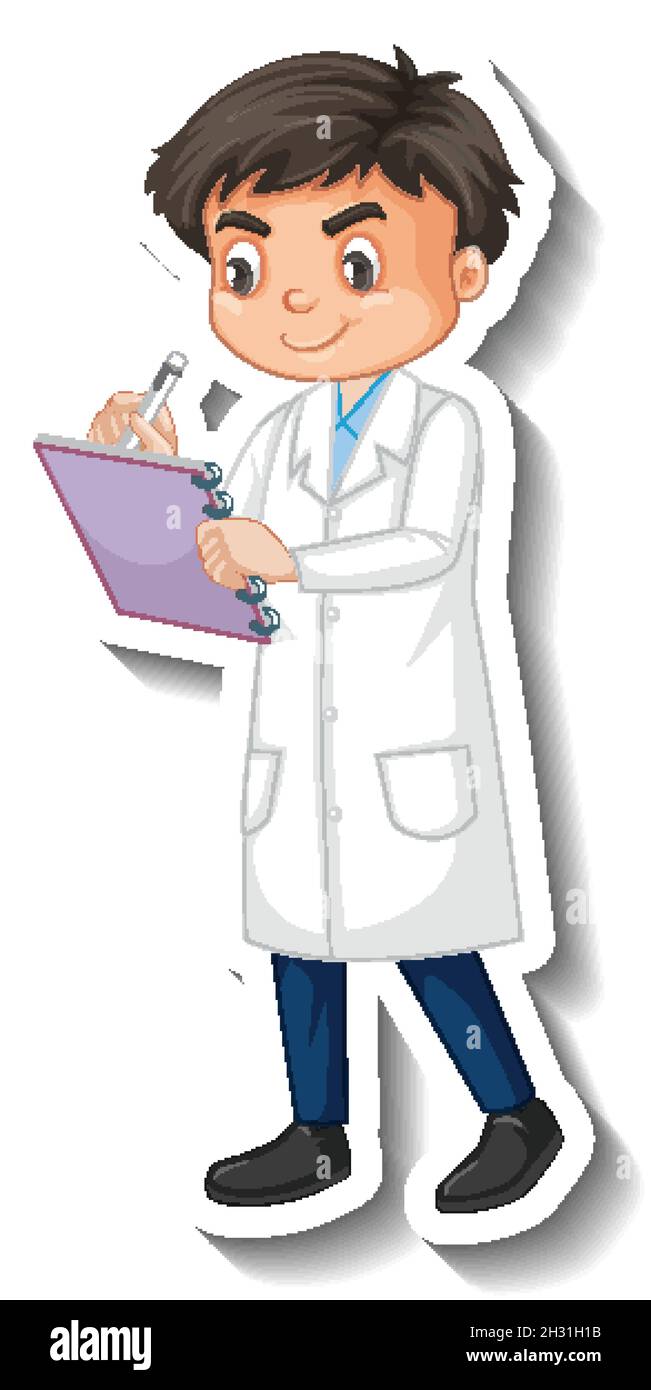 Scientist student boy cartoon character sticker illustration Stock Vector Image & Art - Alamy Scientist student boy cartoon character sticker illustration Stock Vector Image & Art - Alamy